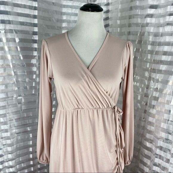 Bluebelle Maternity Vneck Long Sleeve Ruffle Dress - Picture 3 of 6